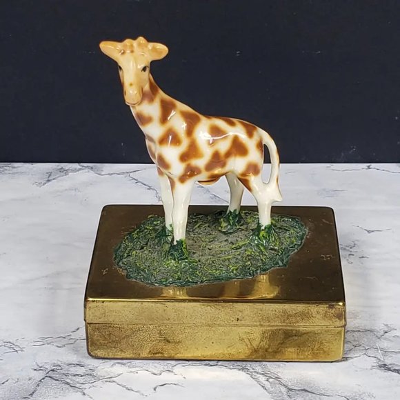 Brass Box Bone China Giraffe Petite Choses Vintage - Picture 9 of 9
